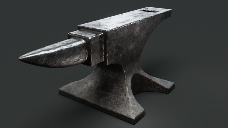 A detailed anvil with photorealistic material design
