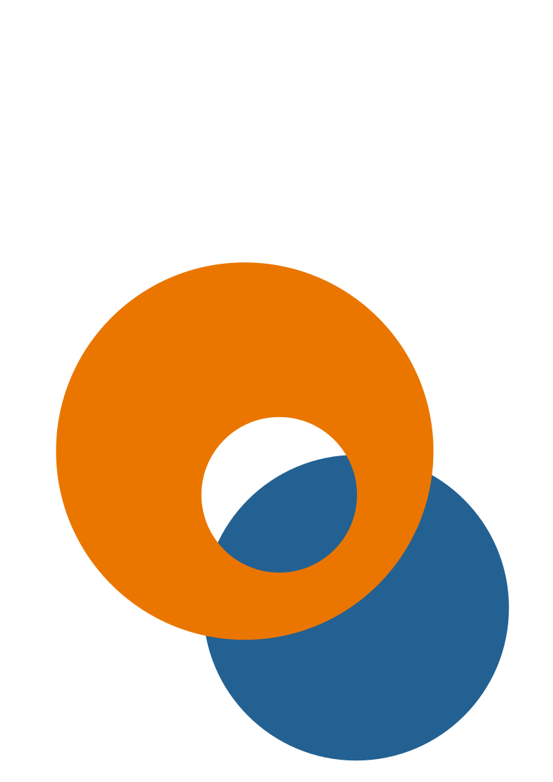 blender enthusiast logo: a blender-orange open-centered circle over a blender-blue, close-centered circle